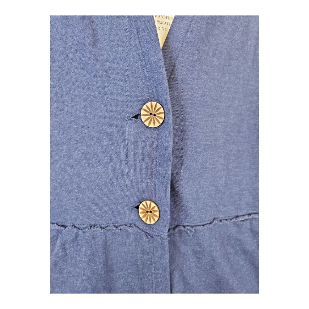 Coldwater Creek Heather Blue Raw Hem Fleece 2 Button Jacket Size M - Picture 3 of 9